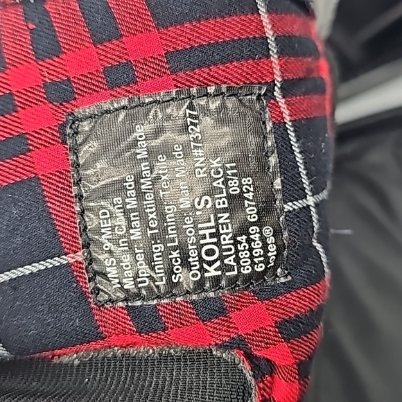 Totes Patent Leather & Nylon Winter Boots w Red Plaid Top Sock Lining - Picture 8 of 10